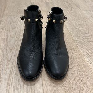 Valentino Leather Studded Accent Booties